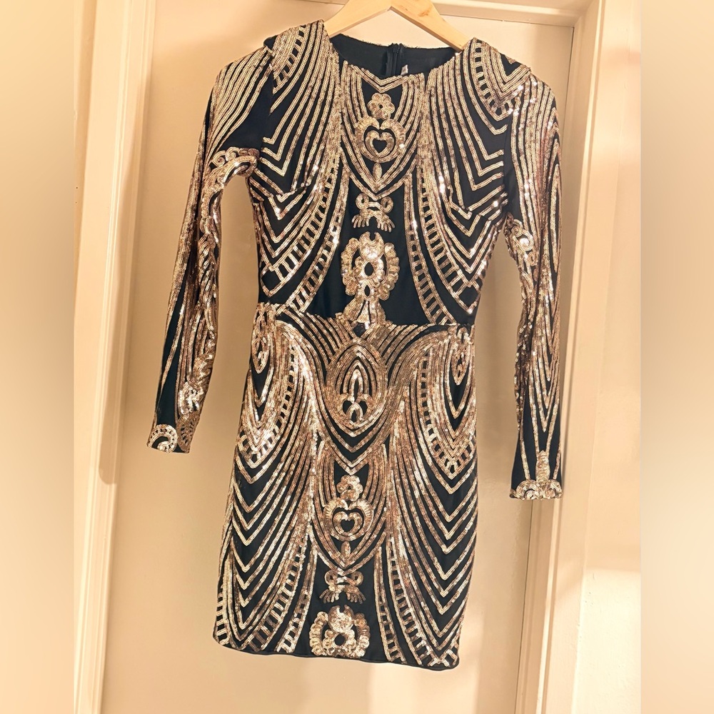 Glamorous Long Sleeve Sequin Dress
